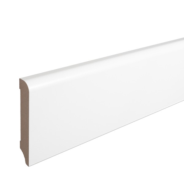 Skirting "Munich" MDF WHITE foil top edge Rounded 100mm
