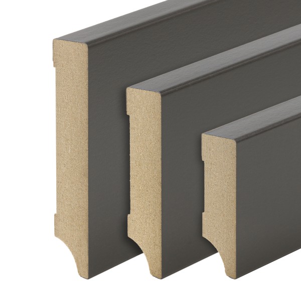 Skirting boards dark gray Weimar profile MDF foil 60/80/100mm [SPARPAKET]