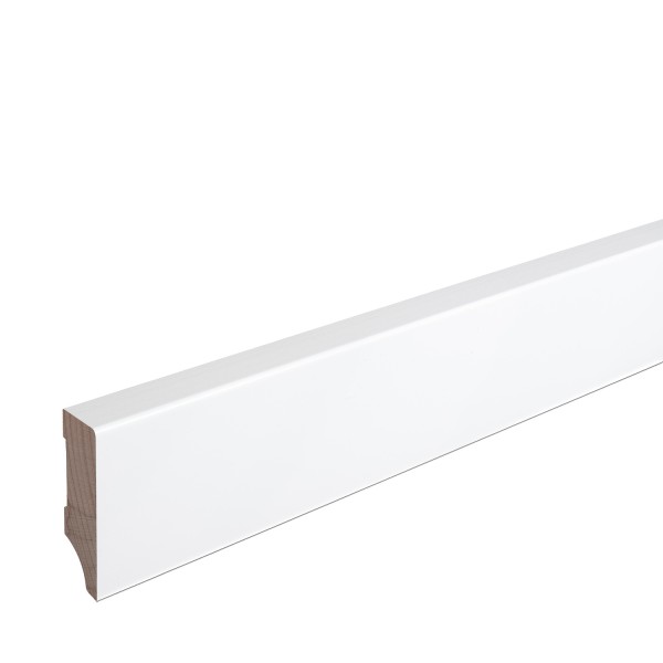 Skirting Solid Wood Beech White Lacquered Weimar Profile Modern 60mm