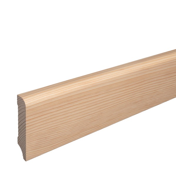Skirting "Munich" spruce solid wood LACQUERED top edge Rounded 80mm
