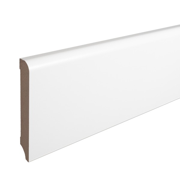 Skirting "Munich" MDF WHITE foil top edge Rounded 120mm