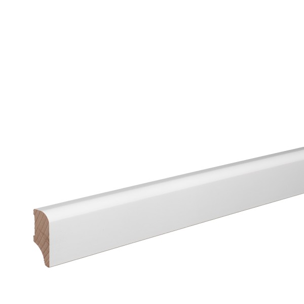 Skirting "Munich" beech solid wood WHITE top edge Rounded 40mm