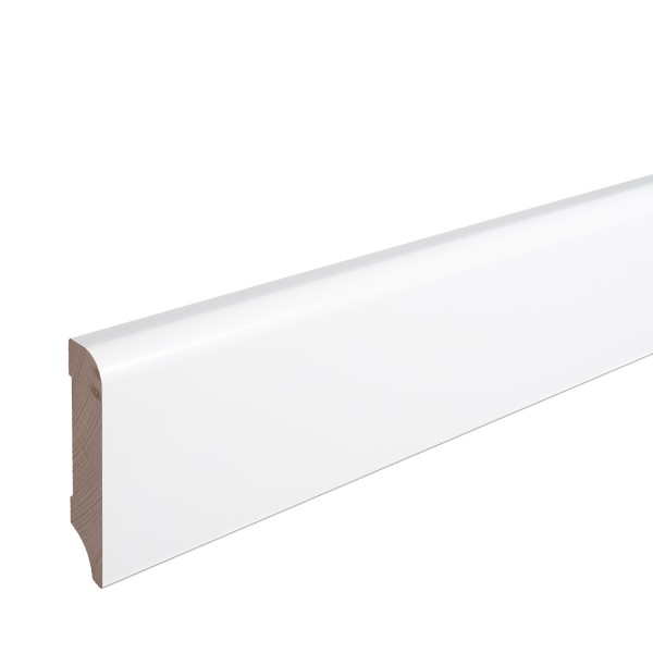 Skirting "Munich" beech solid wood WHITE top edge Rounded 80mm