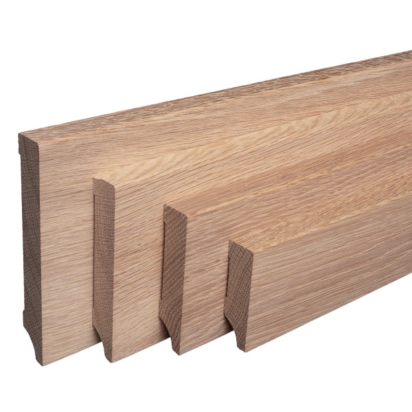 Solid wood skirting oak raw sanded Weimar profile [SPARPAKET]