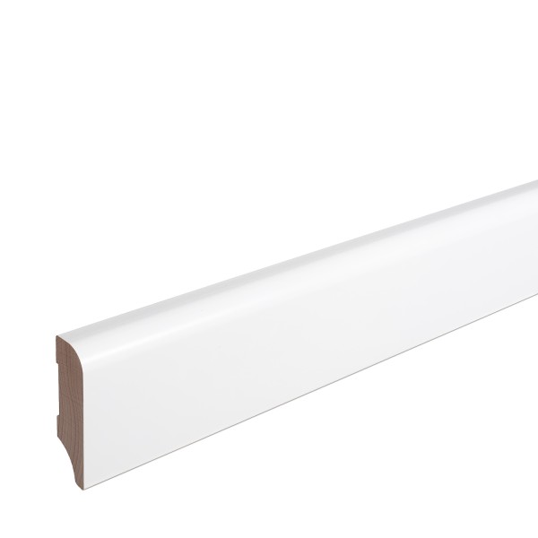 Skirting "Munich" beech solid wood WHITE top edge Rounded 60mm