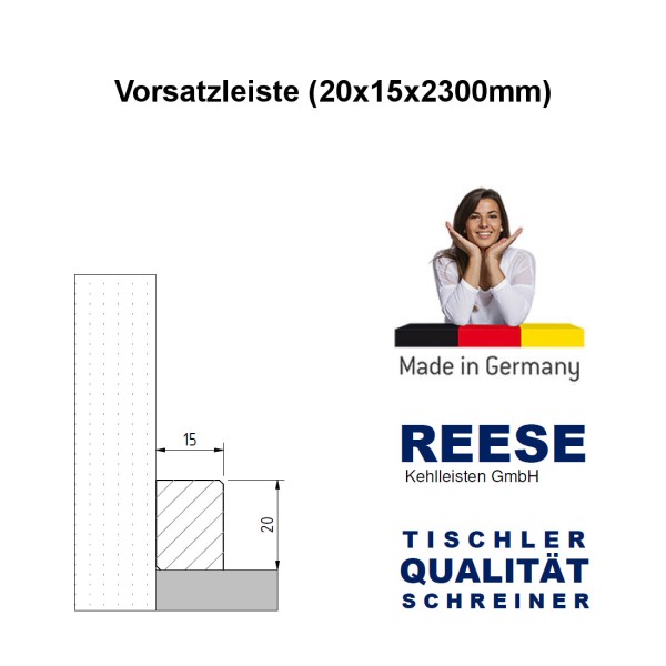 Vorsatzleiste Deck- Abschluss- Sockelleiste MDF Hellgrau Folie 20x15mm [SPARPAKET]