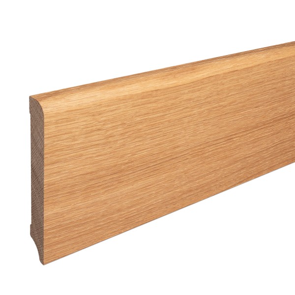 Skirting "Munich" solid oak LACQUERED top edge Rounded 120mm