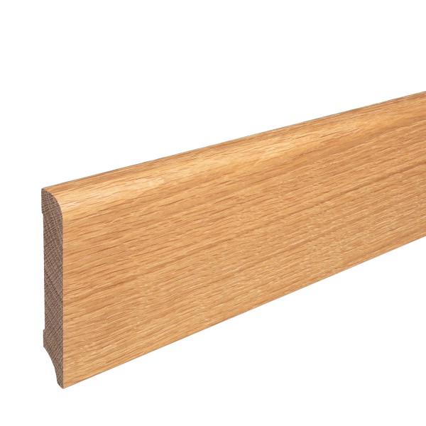 Skirting "Munich" solid oak LACQUERED top edge Rounded 100mm
