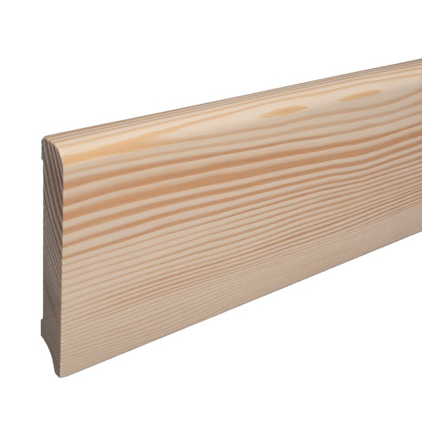 Skirting "Munich" spruce solid wood ROH top edge Rounded 120mm