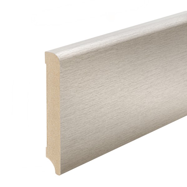 Skirting "Munich" MDF (stainless steel look) top edge Rounded 120mm