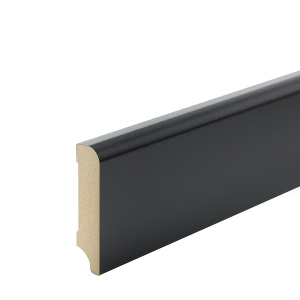 Skirting "Munich" MDF BLACK foil top edge Rounded 80mm