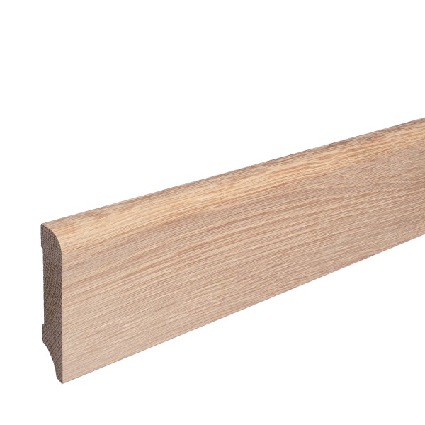 Skirting "Munich" solid oak ROH top edge Rounded 80mm