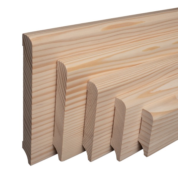 Skirting "Munich" spruce solid wood ROH top edge round [SPARPAKET]