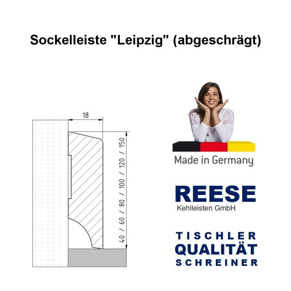 Sockelleisten Hellgrau MDF foliert Leipziger Profil 150mm