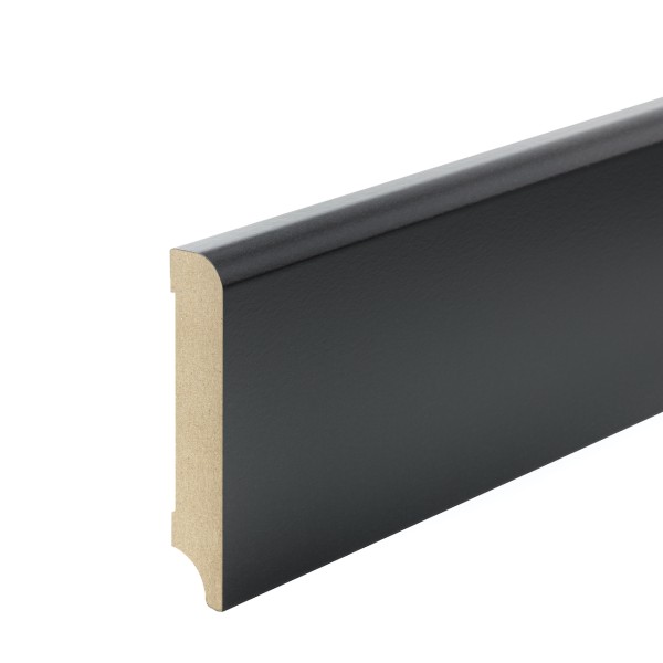 Skirting "Munich" MDF BLACK foil top edge Rounded 100mm
