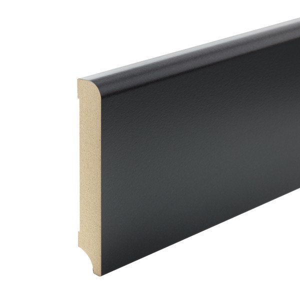 Skirting "Munich" MDF BLACK foil top edge Rounded 120mm