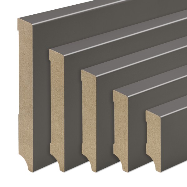 Skirting boards dark gray Weimar profile MDF foil 60/80/100mm [SPARPAKET]