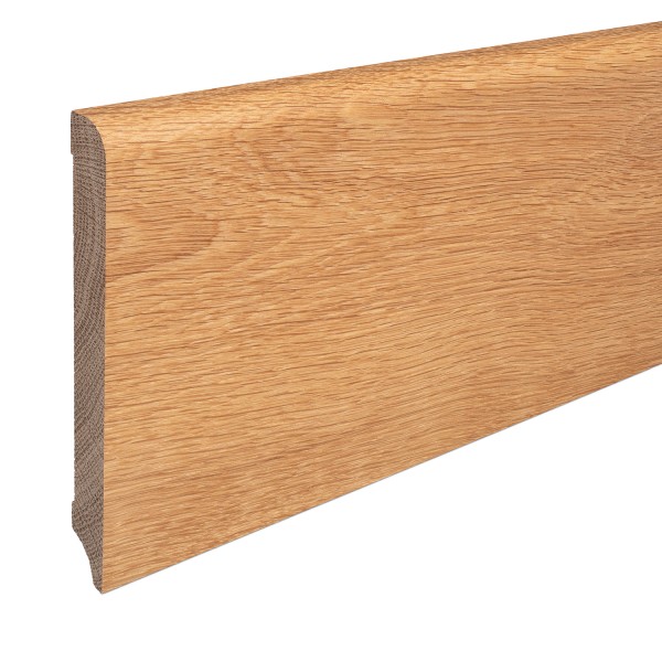 Skirting "Munich" solid oak LACQUERED top edge Rounded 150mm