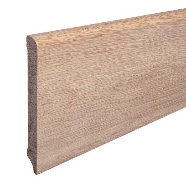 Skirting "Munich" solid oak ROH top edge Rounded 150mm