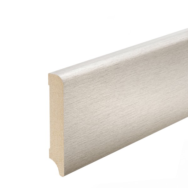 Skirting "Munich" MDF (stainless steel look) top edge Rounded 100mm