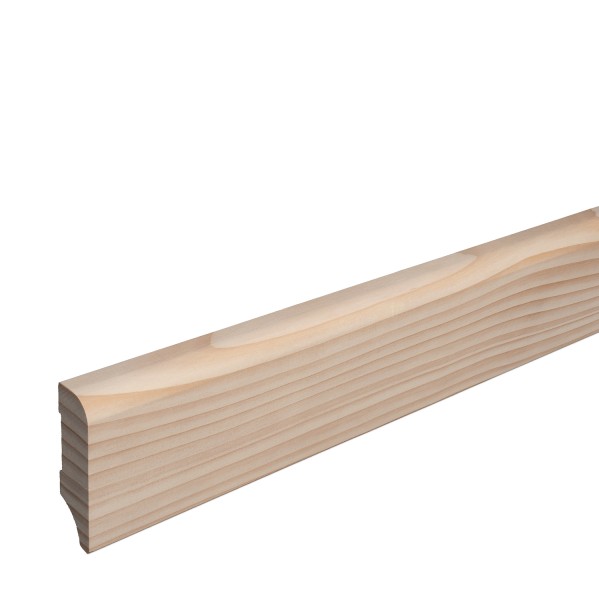 Skirting "Munich" spruce solid wood ROH top edge Rounded 60mm