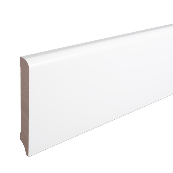 Skirting "Munich" beech solid wood WHITE top edge Rounded 120mm
