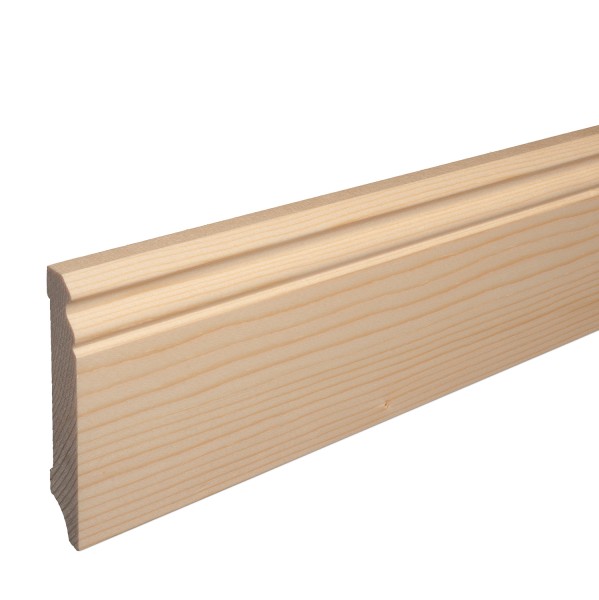 Solid wood skirting spruce LACQUERED HamburgerBerliner profile baseboard 100mm