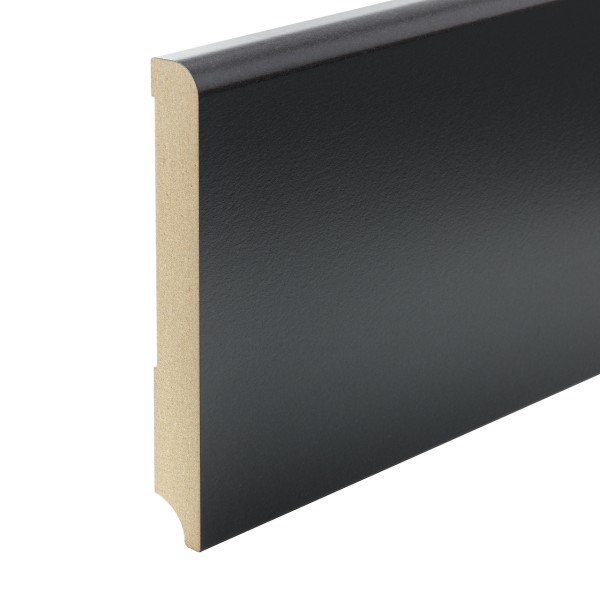 Skirting "Munich" MDF BLACK foil top edge Rounded 150mm