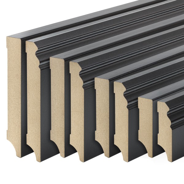 Black skirting boards - Hamburg/Berlin or Weimar profile MDF 40/60/80/100/120/150mm