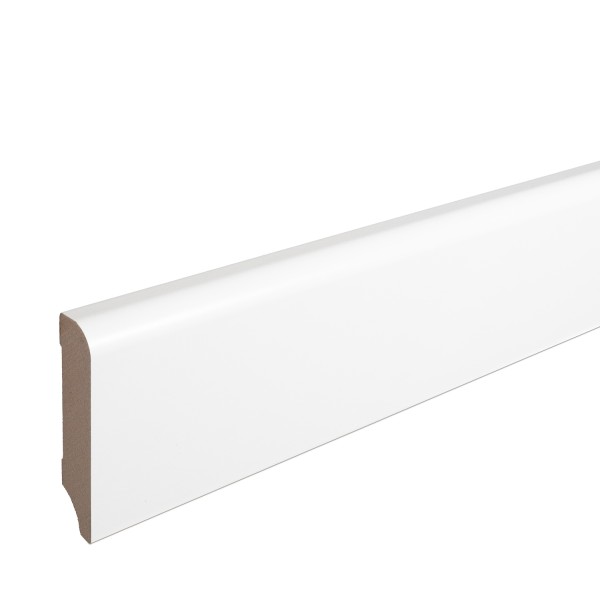 Skirting "Munich" MDF WHITE foil top edge Rounded 80mm