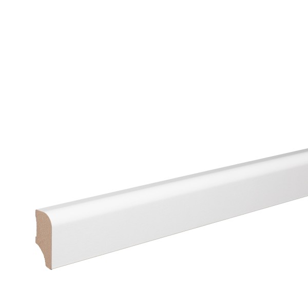 Skirting "Munich" MDF WHITE foil top edge Rounded 40mm