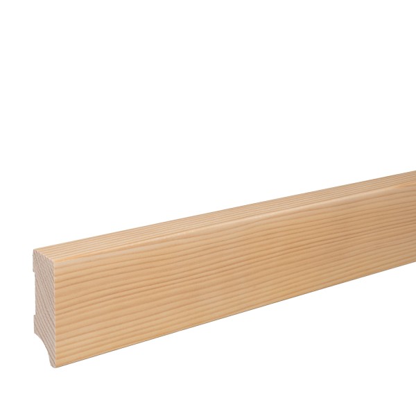 Skirting "Leipzig" spruce solid wood LACQUERED top edge Beveled 60mm