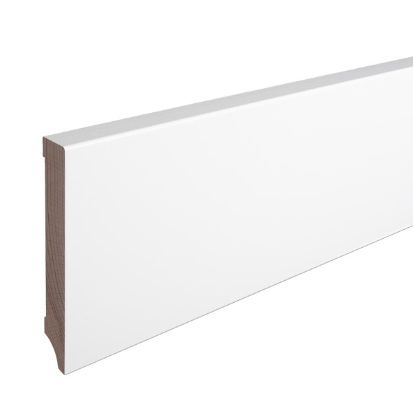 Skirting Solid Wood Beech White Lacquered Weimar Profile Modern 120mm