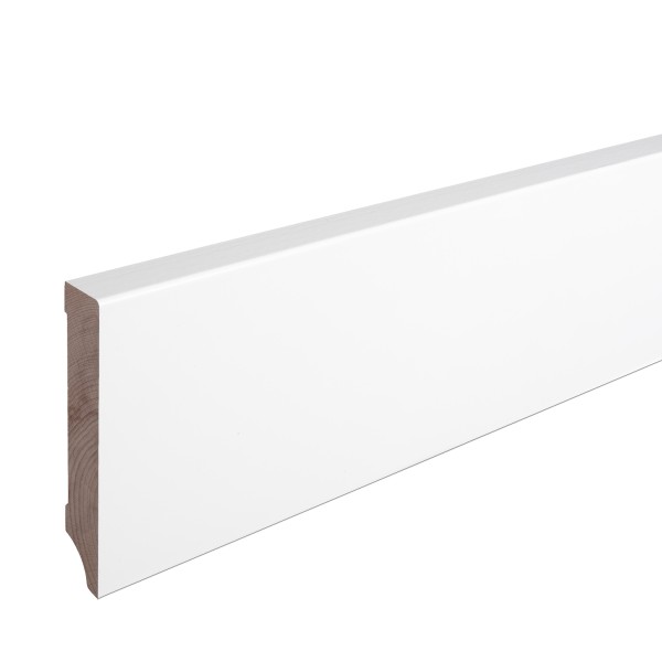 Skirting Solid Wood Beech White Lacquered Weimar Profile Modern 100mm