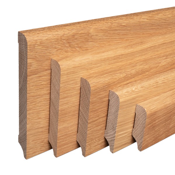 Skirting "Munich" solid oak LACQUERED top edge round [SPARPAKET]